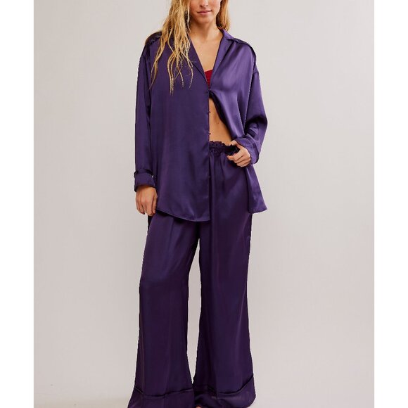 Free People Other - FREE PEOPLE Dreamy Days Solid PJ Set / Gothic Grape